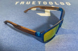 The Calypso - Yellow Polarized Lenses - Blue Transparent Frame - Zebrawood Legs