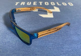 The Calypso - Yellow Polarized Lenses - Blue Transparent Frame - Zebrawood Legs