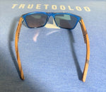 The Calypso - Yellow Polarized Lenses - Blue Transparent Frame - Zebrawood Legs