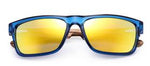 The Calypso - Yellow Polarized Lenses - Blue Transparent Frame - Zebrawood Legs