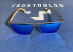 The Lernean Hydra - Blue Polarized Lenses - Stainless Steel Frame - Layered Bamboo Legs