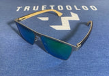 The Lernean Hydra - Blue Polarized Lenses - Stainless Steel Frame - Layered Bamboo Legs