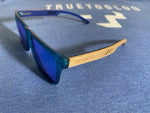 The Yhetee - Polarized sunglasses, Matte blue PC frame, Beech layered wood legs