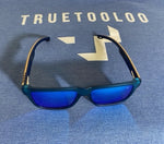 The Yhetee - Polarized sunglasses, Matte blue PC frame, Beech layered wood legs